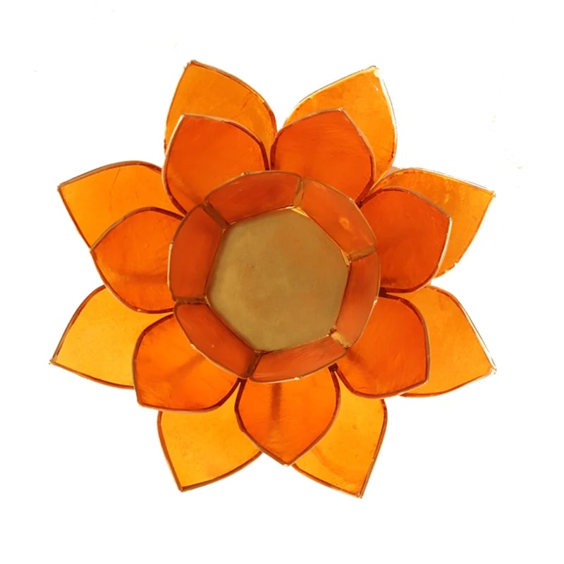 Lotus Fyrfadsstage - Orange m. Guld kant - Ø13,5