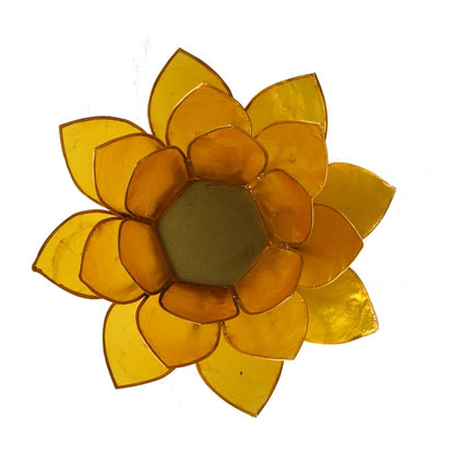 Lotus Fyrfadsstage - Solgul m. Guld kant - Ø13,5cm