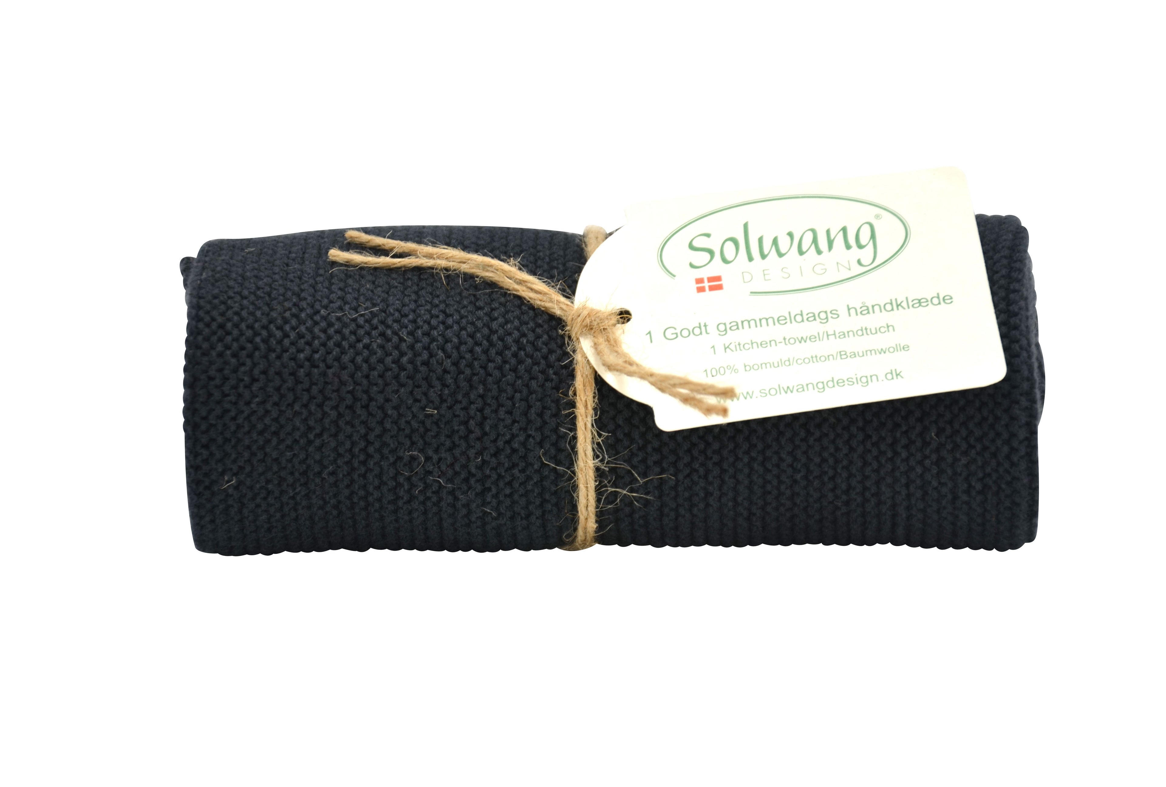 Solwang Design - Strikket Håndklæde - Sort - 32x47cm