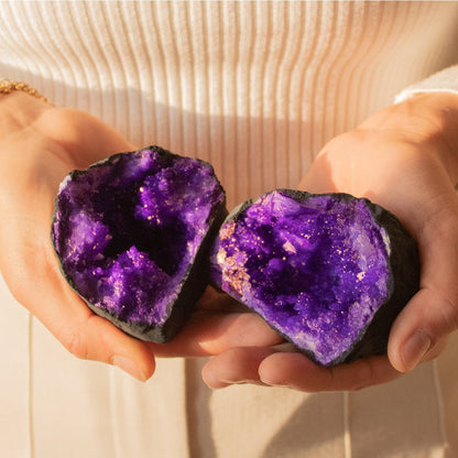 Krystal Geode m. Purple kvarts Klynger - 8-12cm