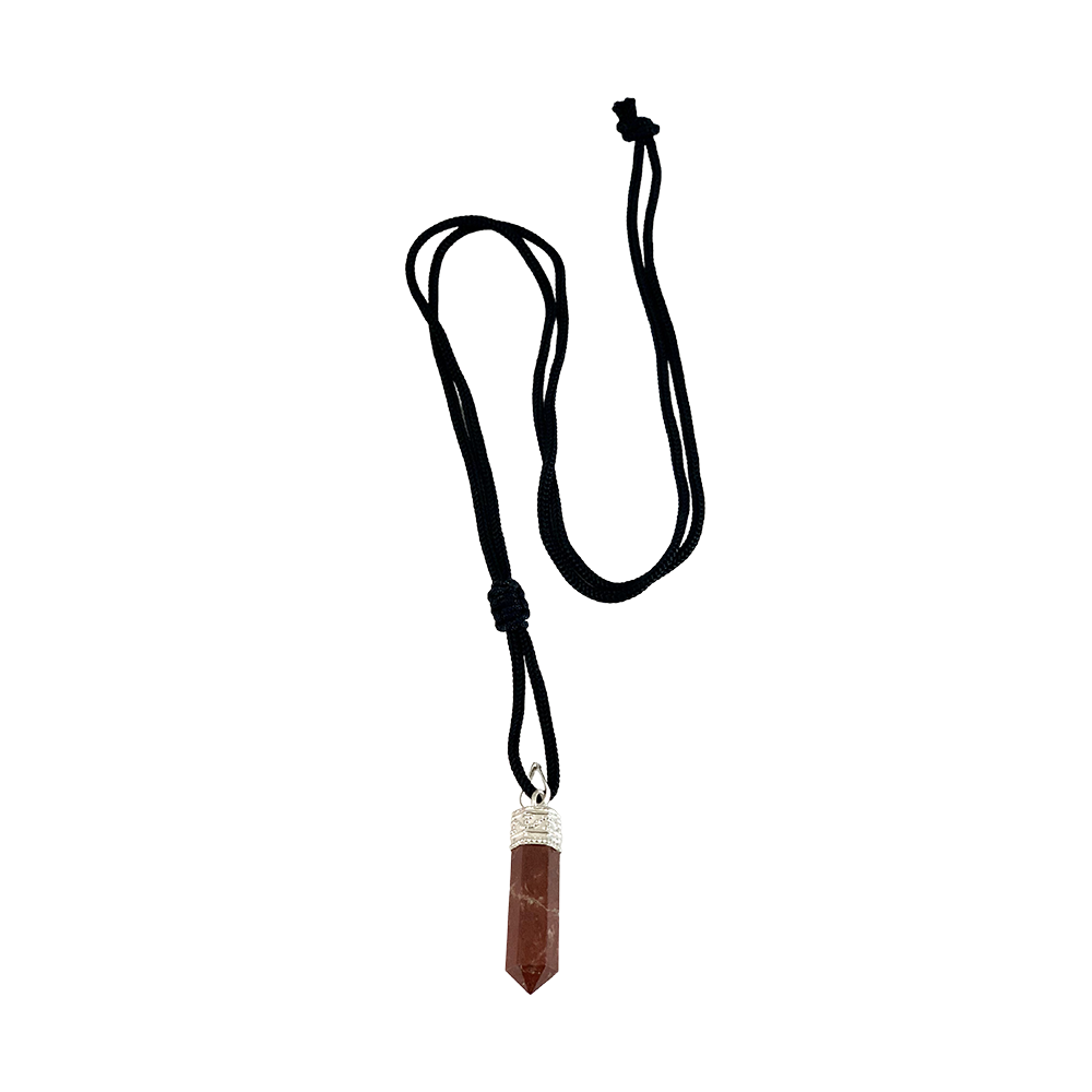 Red Jasper Halskæde m. Krystal Pendel