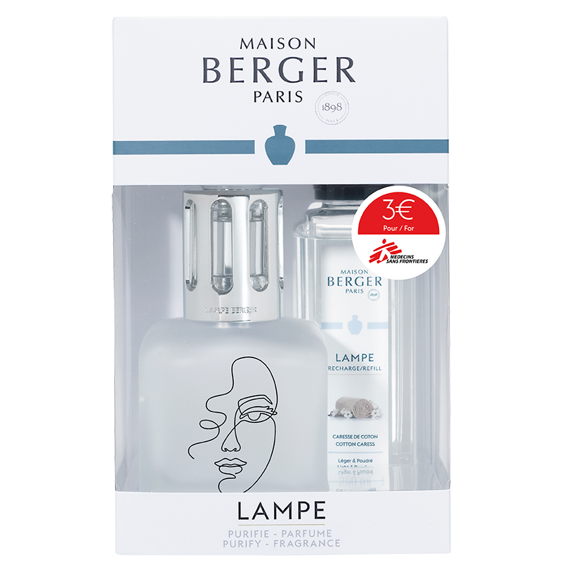 Lampe Berger - Support til &quot;Læger uden grænser&quot; Duftlampe m. Cotton Carress - Pure - Maison Berger