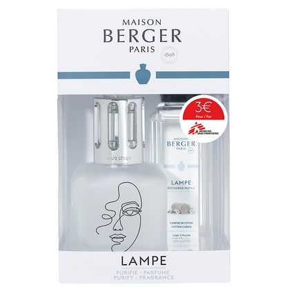 Lampe Berger - Support til &quot;Læger uden grænser&quot; Duftlampe m. Cotton Carress - Pure - Maison Berger