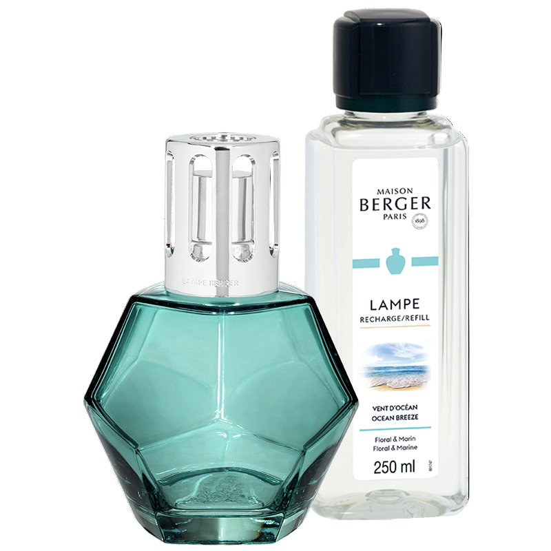 Lampe Berger - Geometric Duftlampe, Blue m. Ocean Breeze - Frisk duft - Maison Berger