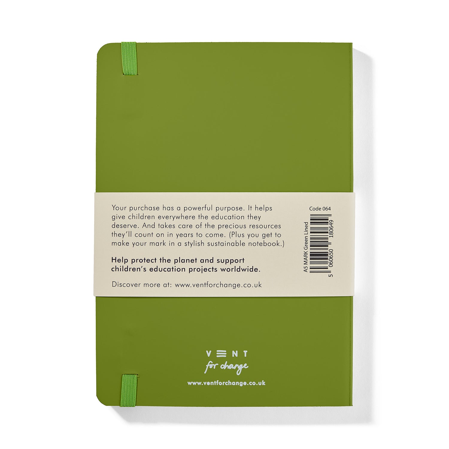Vent for Change - Notesbog, Recycled læder - Lime Grøn