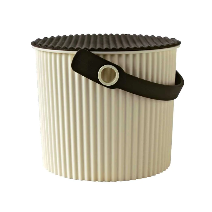 Omnioutil spande til affaldssortering, opbevaring og køkkenkompost - Ivory m. brunt låg