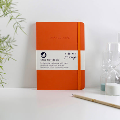Vent for Change - Notesbog, Recycled læder - Brændt Orange