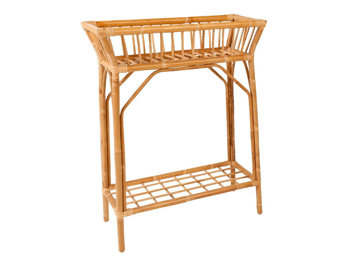 RATTAN FLOWERSTAND MED HYLDE | KOK MAISON