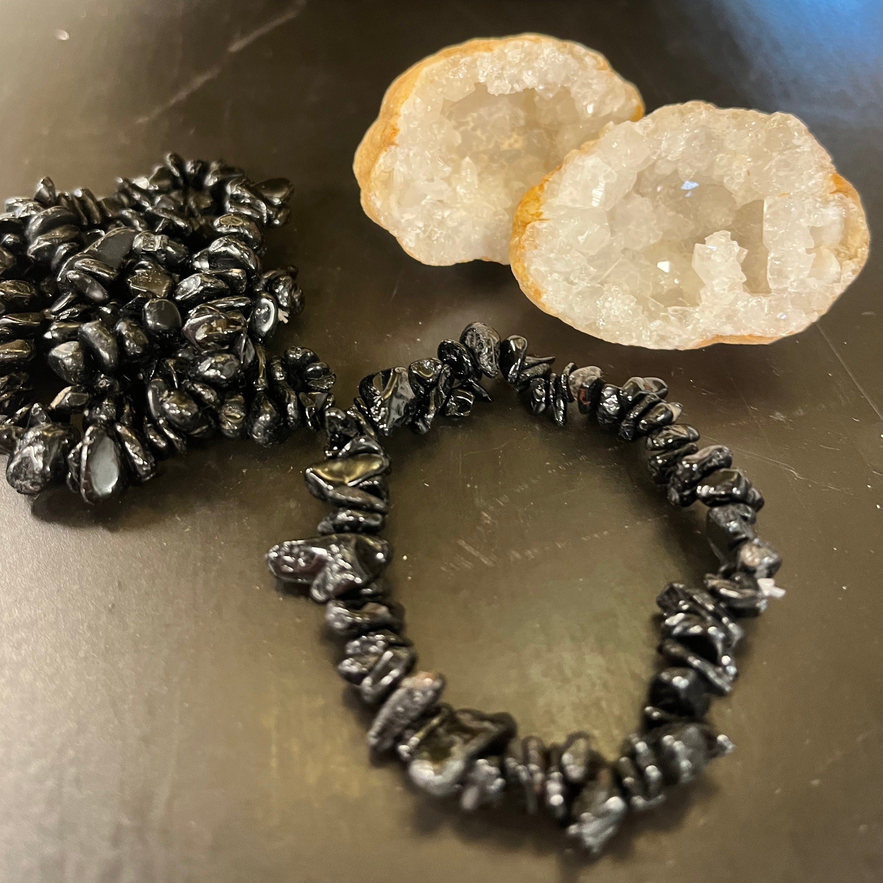 Black Onyx Armbånd - Chips Krystaller