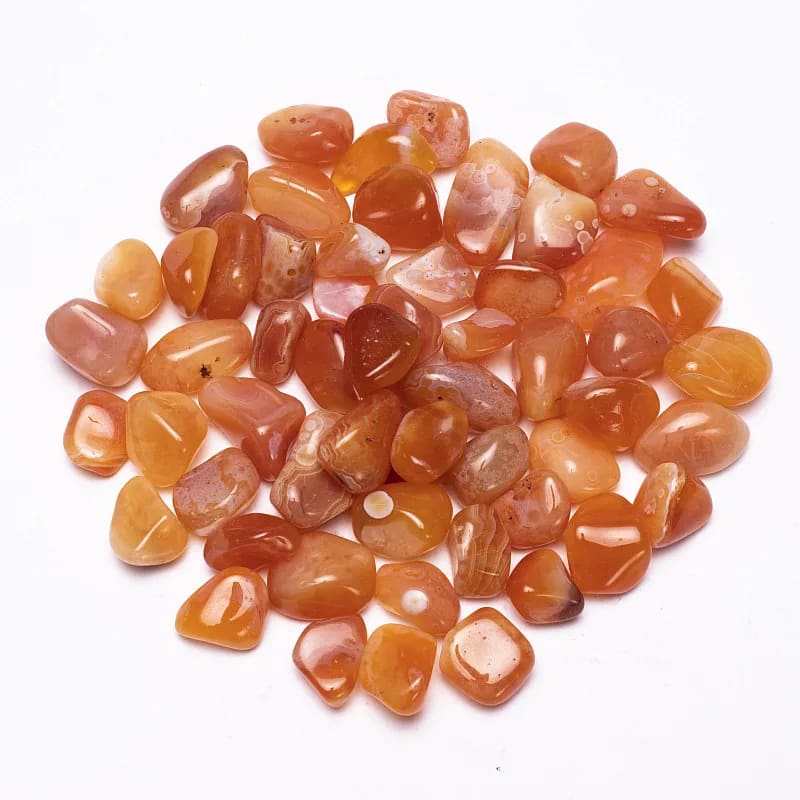 Karneol Krystal - Mini Tromlesten - Pose m. 100g.